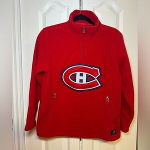 NHL - Habs Athletic Sporty Hockey Montreal Canadians Red HalfZip FleecePullover